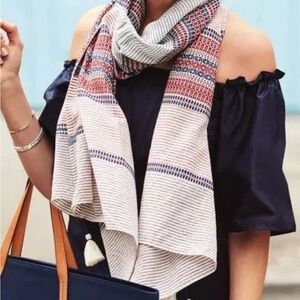 Stella & Dot Red and Blue Striped Discovery Scarf